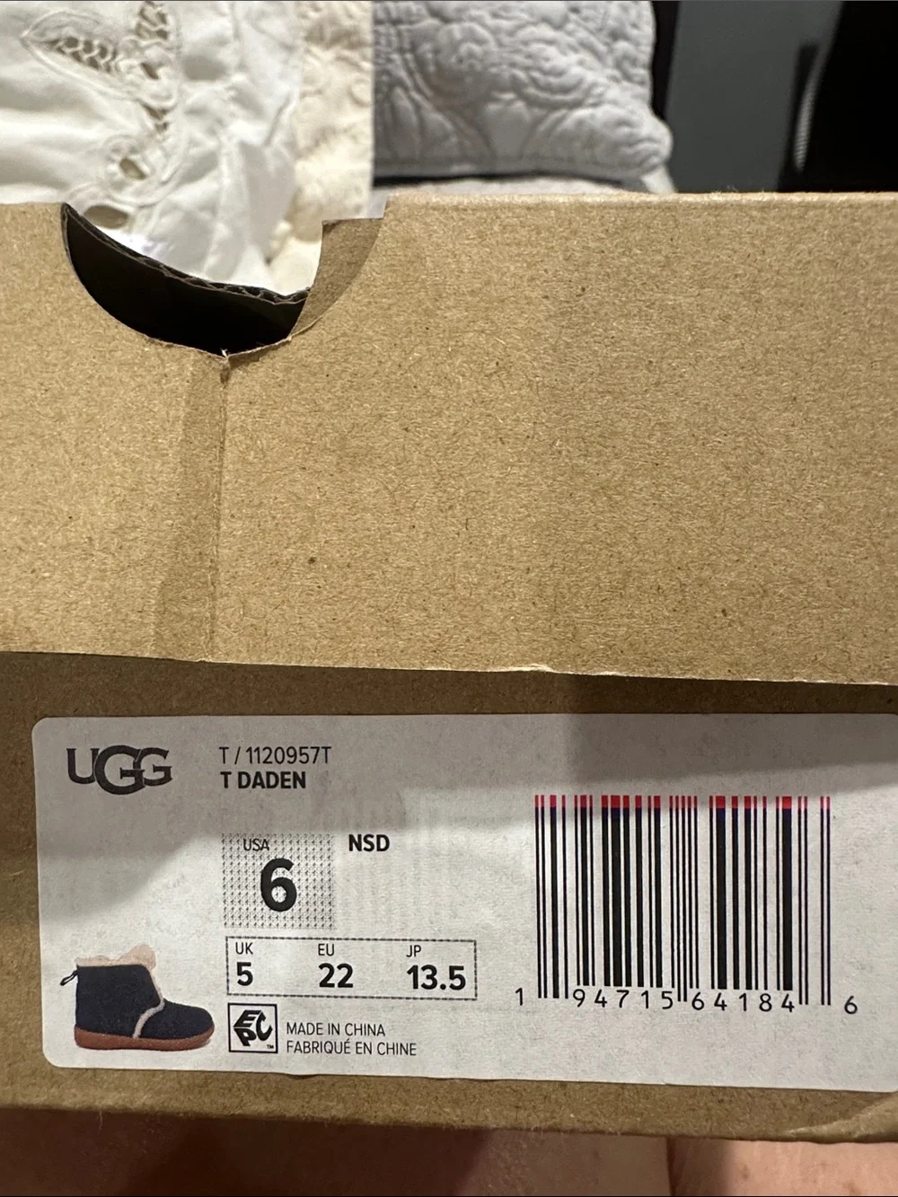 UGG Kids Navy Suede Shearling-Trim Booties